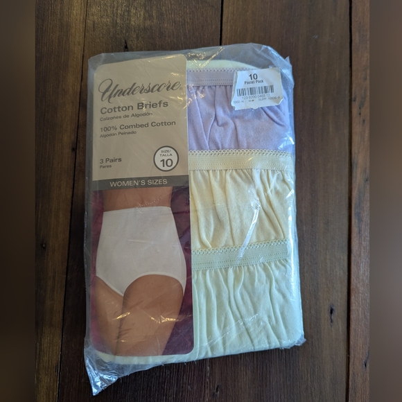 New Underscore Cotton Briefs Women Size 10 Panties Pastel Colors 3 Pack JCPenney - Picture 1 of 3